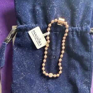 Pandora Beads and Pave Bracelet Rose Gold Size 7